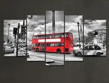 5 Panel Modern City bus Wall Art Painting World Map Canvas Painting For Living Room Home Decor Picture Modular Painting