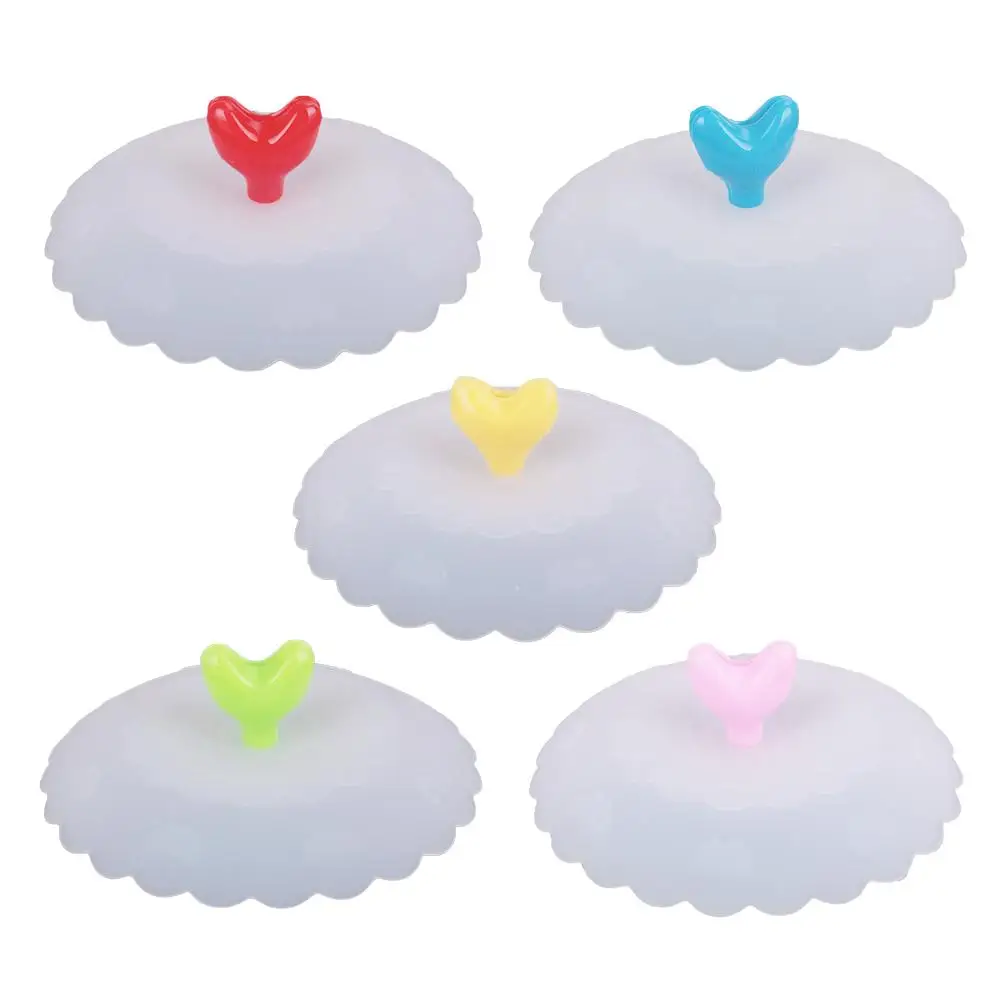 

Cute Love Heart-shaped Adorn Drinking Cup Lid FDA Silicone with Spoon Holder Anti-dust Bowl Cover Cup Seals for Glass Mugs 4