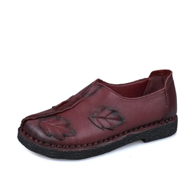 MVVJKE 2018 Neue Mode Echtem Leder Handgemachten frauen Schuhe Bequem Casual Flache Schuhe Frau Faulenzer Frauen Wohnungen E191