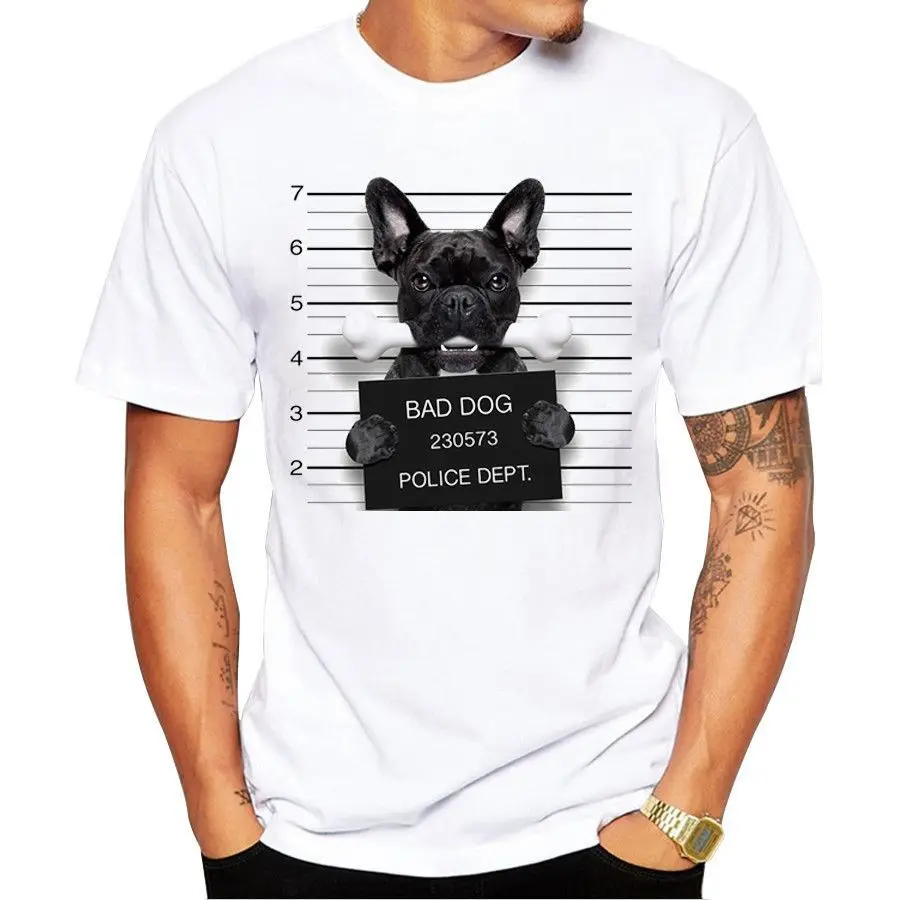 

Summer Casual French Bulldog Design T Shirt Men's Bad dog Male T-shirt Hipster Cool Tops Tees