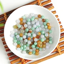 50 шт натуральные трехцветные бусины из жадеита с бусинами и Бирма из нефрита DIY ручной работы