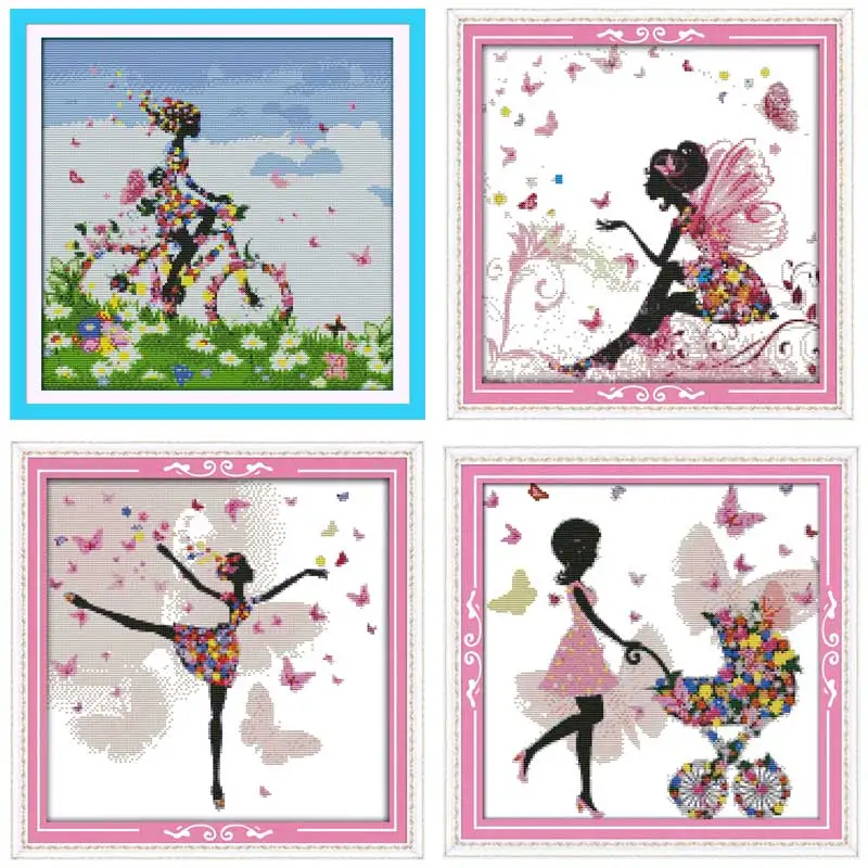 Flower pretty woman(3) Counted Cross Stitch 11CT 14CT ...