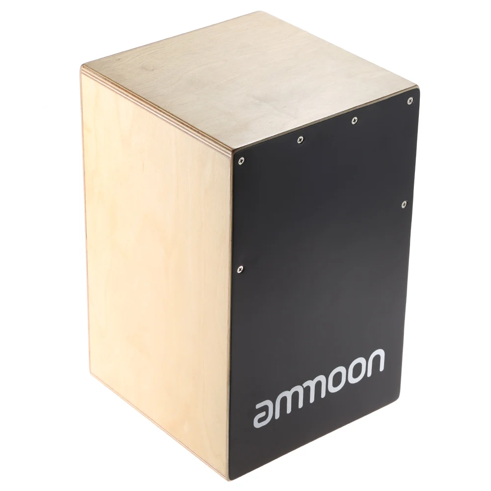 ammoon Wooden Cajon Hand Drum Children Box Drum Persussion Instrument with Stings Rubber Feet 23 * 24 * 37cm