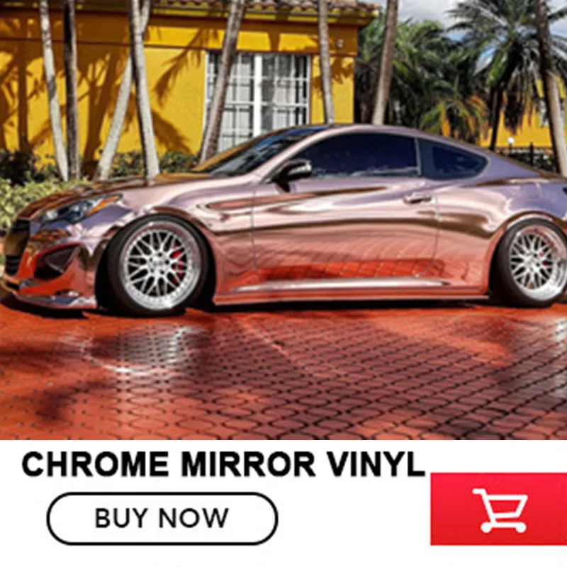 

2017 New Rose Gold chrome Vinyl Wrap For Car Wrap Styling with air bubble free chrome union foil 1.52*20M/Roll 5X65ft