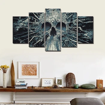 

Abstract Skull Canvas Wall Art Gallery Art Print Home Decor Cartoon Picture Waterproof Giclee Print Paintings for Bedroom Gift