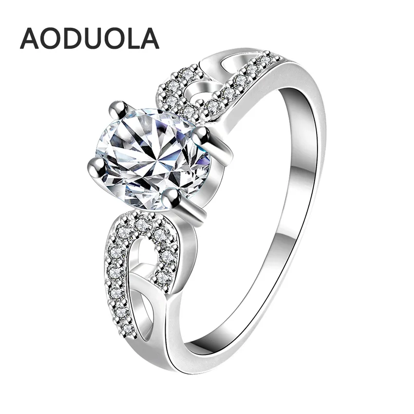Letter B Ring Silver Plated With Crystal Zirconia Women s Cheap Rings 