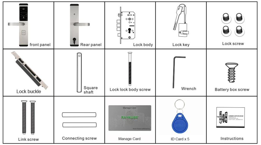 RAYKUBE электронный дверной замок с отпечатком пальца/паролем/удостоверением личности/механическим ключом 4 в 1 открывающийся замок для домашнего офиса