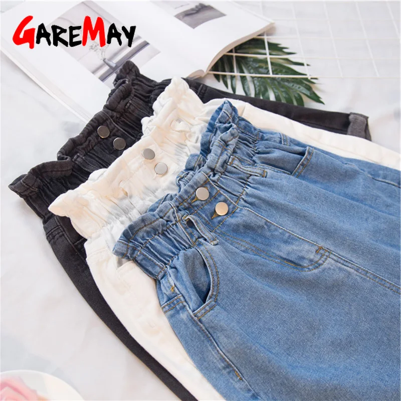 

Garemay Women's Denim Shorts Large Size Summer 5Xl High Waist Elastic Waist Harem Ruffle Shorts Jeans For Women Xxxl