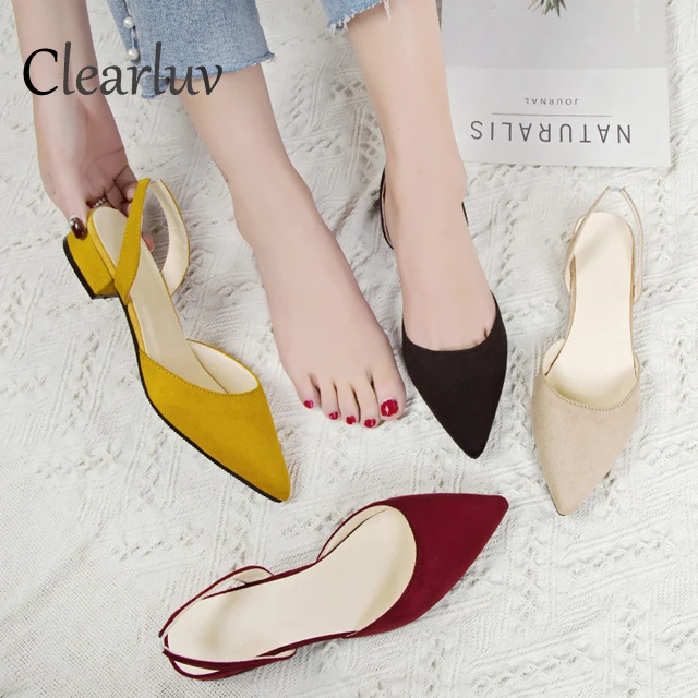 

Women's high-heeled shoes with pointed suede quality low-heeled shoes summer casual shoes 39 casual sandals new fashion