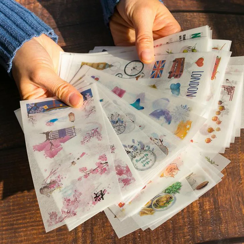 6Pcs/Pack Novelty Fresh Watercolor Bullet Journal Stickers Cute