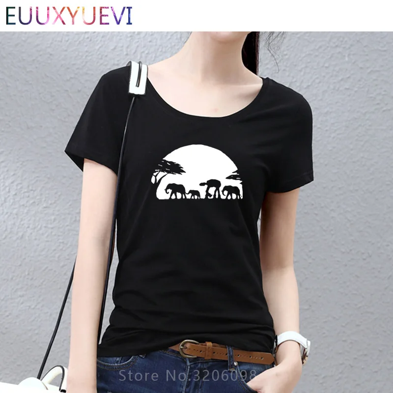 

EUUXYUEVI Women T Shirt Funny STAR WARS AT-AT National Geographic 2018 Summer Slim Fit Causal Short Sleeve Design Cotton Tshirt