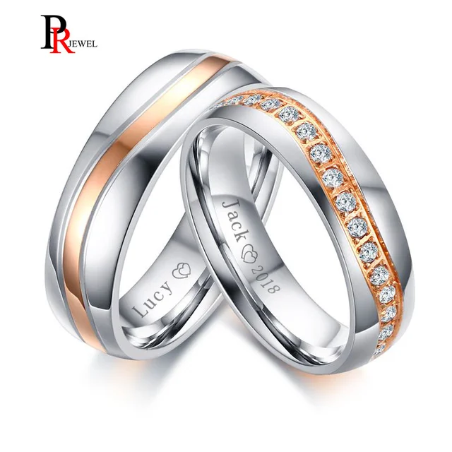 Sparkly Cz Stones Wedding Band Rings For Women Man Free Engraving Sparkly Cz Stones Wedding Band Rings For Women Man Free Engraving Name Date Love Alliance