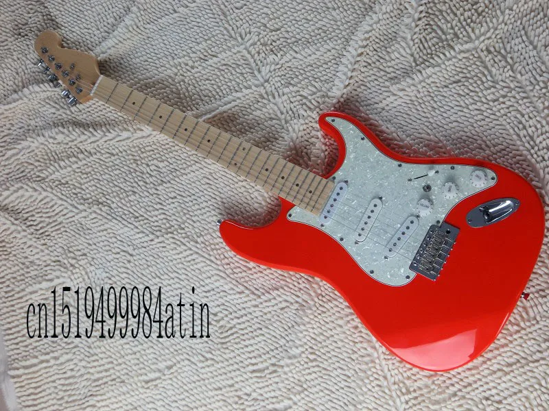 

free shipping new Stratocaster style guitar fingerboard red leds can be changes as required Electric Guitar @6