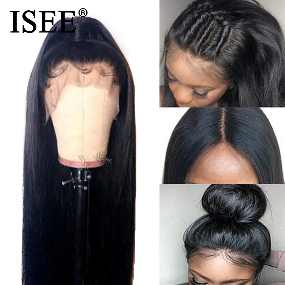 Online Straight Lace Front Wigs For Women 24 26 Inch ISEE HAIR Wigs 150%Density 13X4 13X6 Malaysian Straight Lace Front Human Hair Wigs