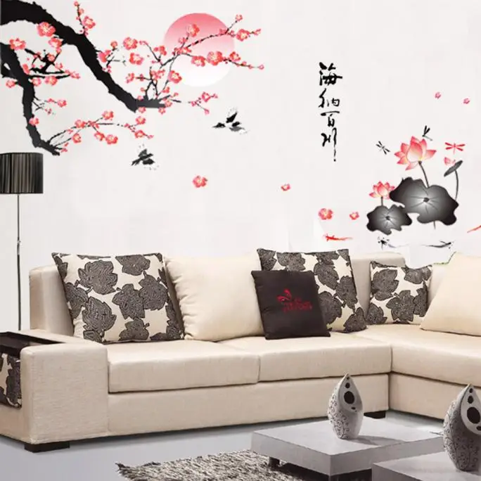 Flowers Removable Wall Sticke For Living Room Home Decor Wallpaper Self Adhesive Art Mural decor z0411#G20 | Дом и сад
