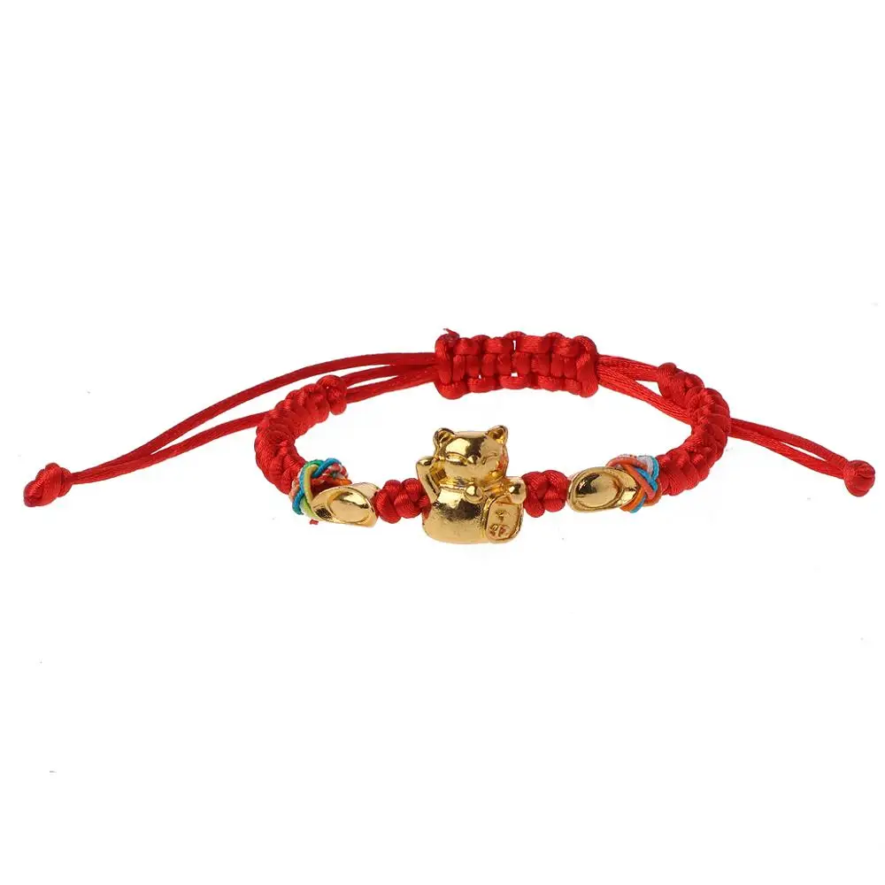 

Lucky Kabbalah Red String Braided Golden Fortune Cat Bracelets Fashion Jewelry