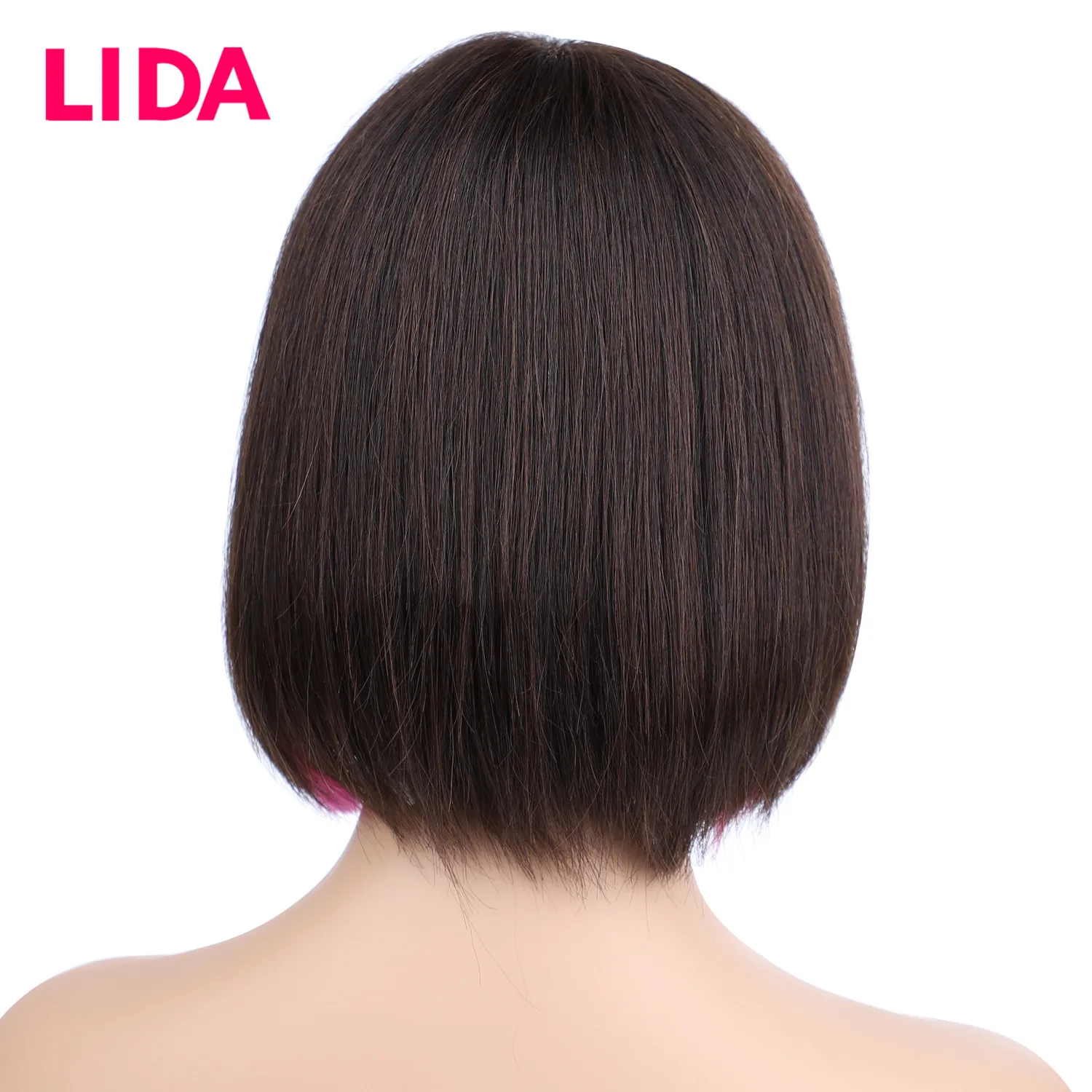 LIDA Human Hair Wigs Fashion Straight BOB Wig for Girls Brazilian Non Remy 150% Density Short Wigs Hand Made Top Part