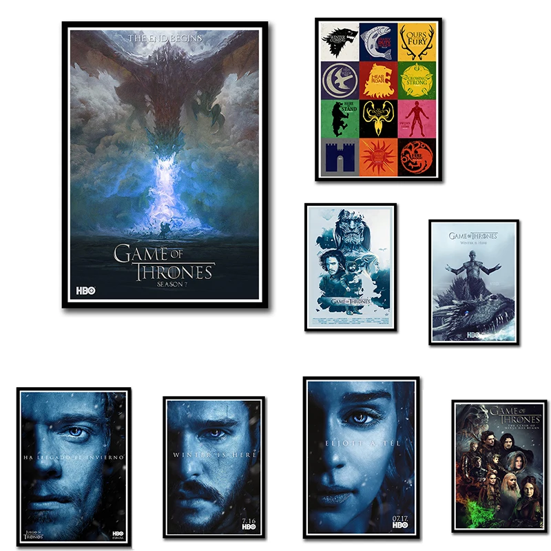 

Game of thrones stagione 7 Vintage Retro Poster Clear Image Wall Stickers Home Decoration Good Quality Prints White Coated