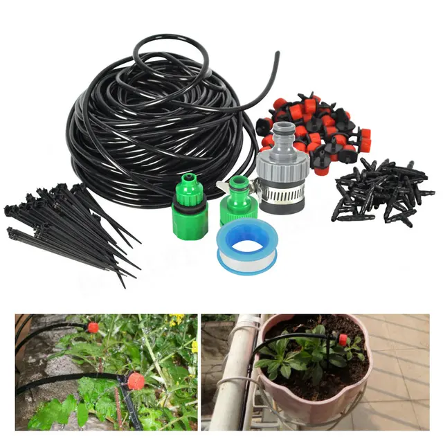 5/10/25M DIY Automatic Micro Drip Irrigation System With Adjustable Dripper Controller Watering Kit For Garden Greenhouse Plant