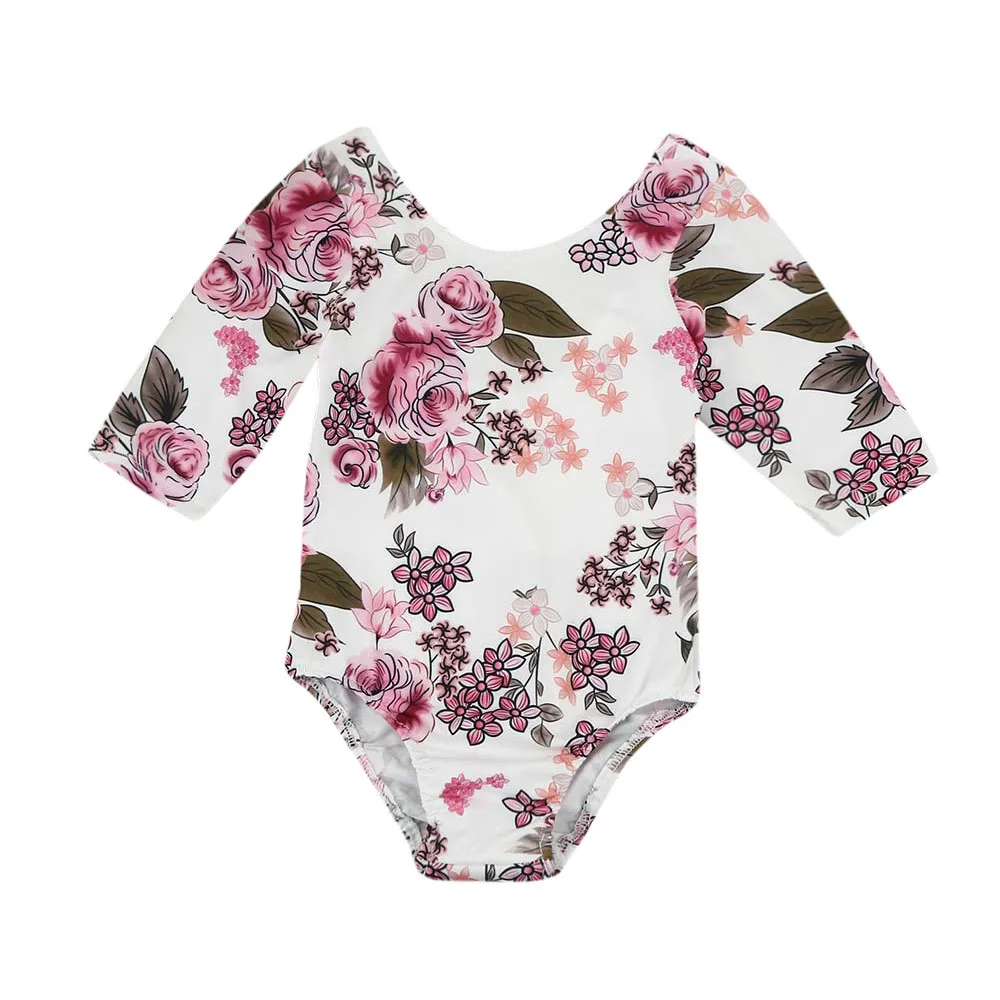 

Newborn Toddler Baby Girls Floral Print Bodysuit Jumpsuit Outfits Clothes Flowers Print Half sleeve Baby Girl Bodysuits Beauty