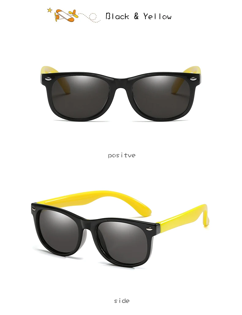 Longkeader детские солнцезащитные очки TR90 поляризационные очки для девочек и мальчиков силиконовые гибкие Детские зеркальные очки UV400 - Цвет линз: black yellow