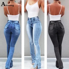 Большие размеры, S-3XL Джинсы женские расклешенные штаны на каждый день отверстие новые женские джинсы деним обычные джинсы Карманы Брюки женские уличные