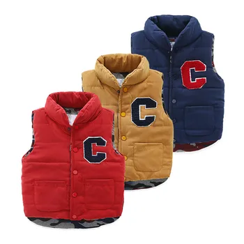 

Mudkingdom Little Boy Cotton Waistcoat Winter Wear New Korean Thickened High-collared Cotton Vest