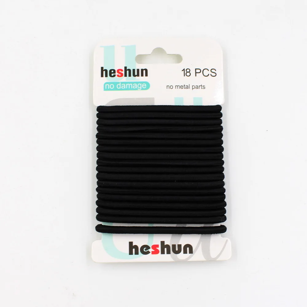 18Pcs/Card Basic Black High Elastic Rubber Hair Bands Tie Set For Women Girl Colourful Ponytail Holder Rope Hair Accessories hair bows for women Hair Accessories