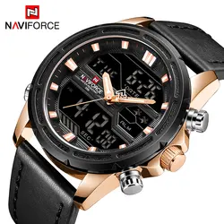 Топ Элитный бренд NAVIFORCE спортивные часы Для мужчин кожа цифровой кварцевые аналоговые часы Водонепроницаемый военные часы Relogios Masculinos