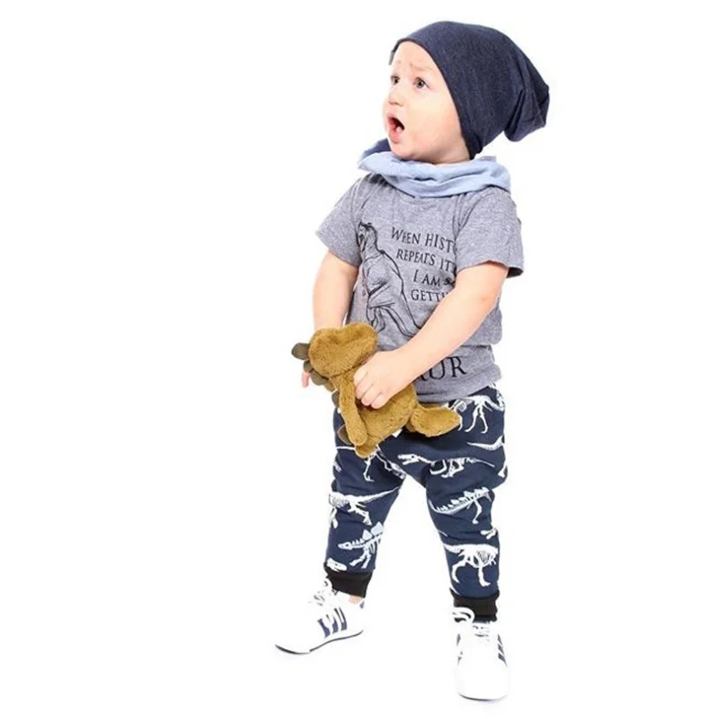 Boys Clothes Children Boy Clothing Set Summer Kids Toddler Outfits Dinosaur T-shirt+ Pants 1 2 3 4 5 6 7Years