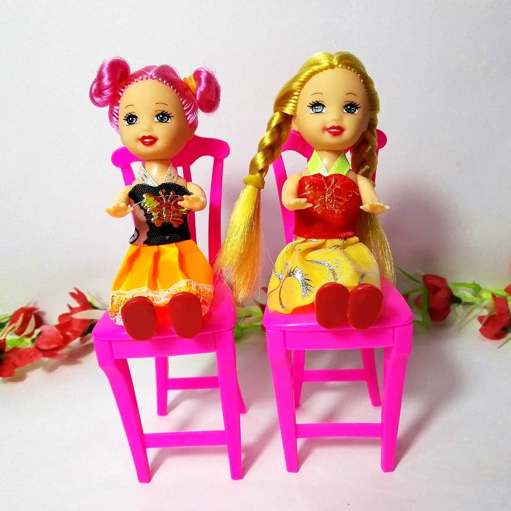 4pcs/lot Pink Nursery Baby High Chair Table chair 1/6 for Barbie Doll's House Dollhouse Furniture,play house toys