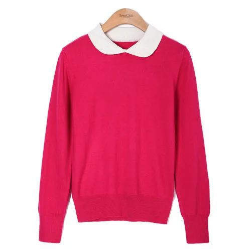 Women Sweater 2017 Fashion Peter Pan Collar Cashmere Blending Pullover
