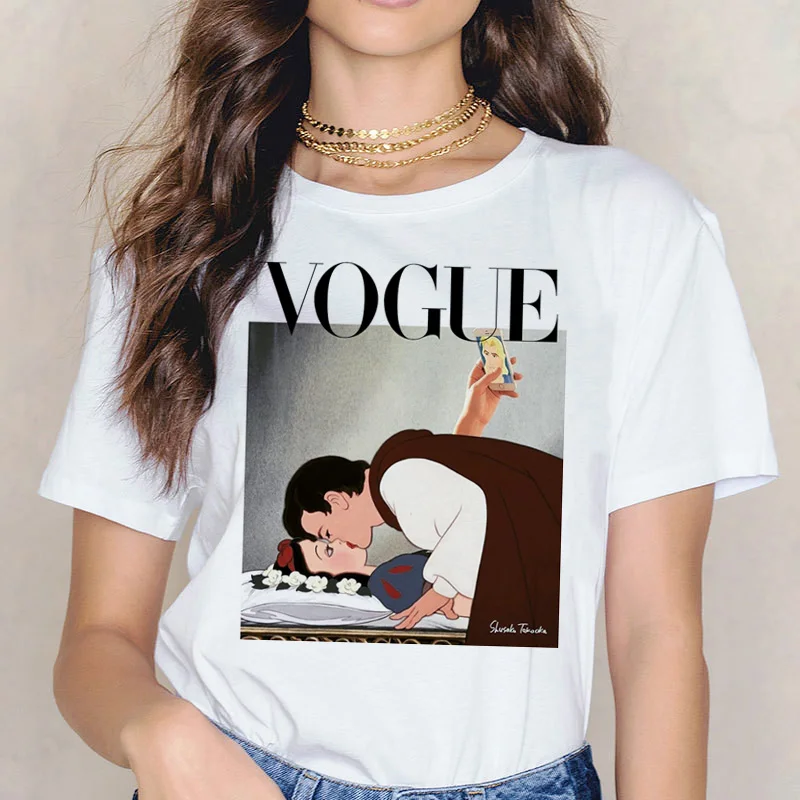 

Vogue T Shirt Tshirt Princess Tee Femme Clothes Grunge Harajuku Women Kawaii Shirts T-shirt Korean Style Print Streetwear Female