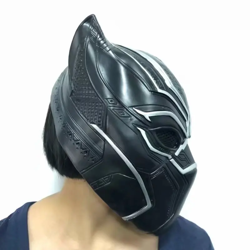 T'Challa Cos ПВХ латекс Маскировка головной убор Черная пантера косплей маска Хэллоуин Косплей костюмы Карнавальный костюм супергероя отвращение