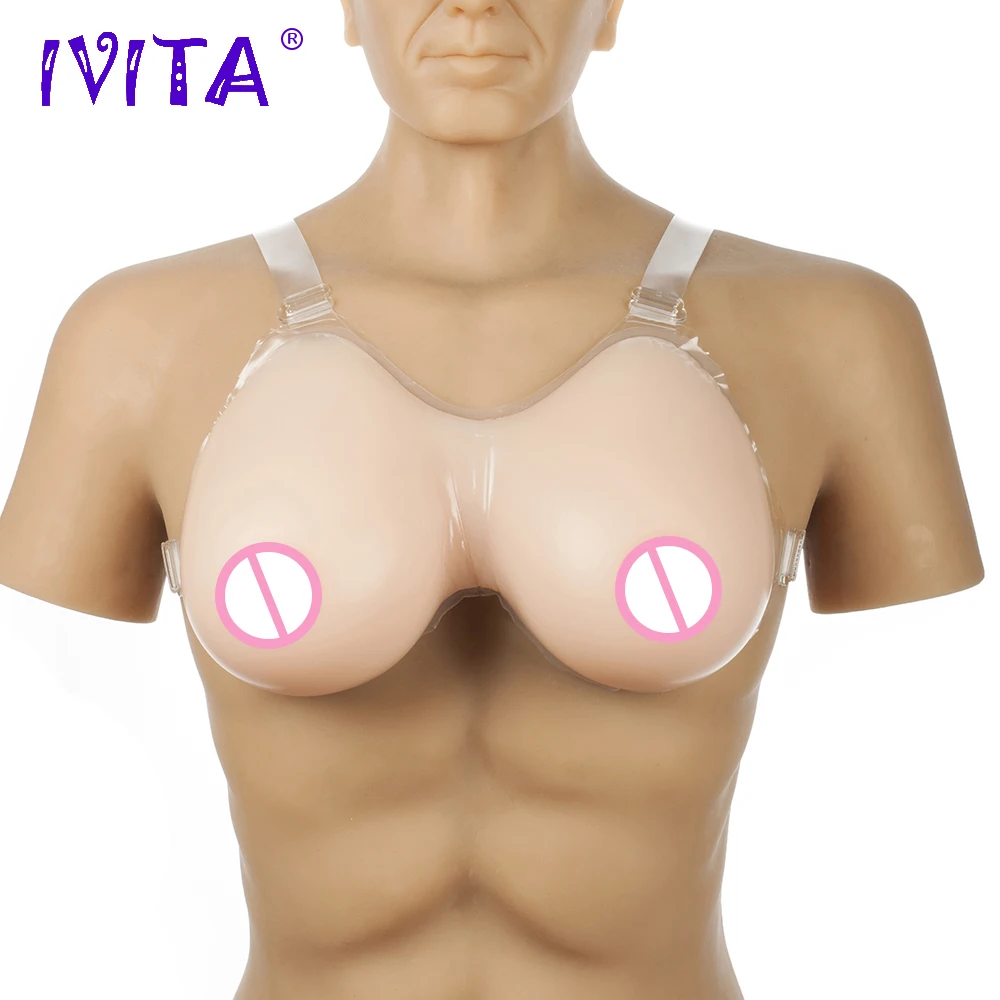 

IVITA 3200g Huge Silicone Artificial Breast Forms With Shoulder Straps For Crossdresser Drag Queen Ladyboy False Boobs Enhancer