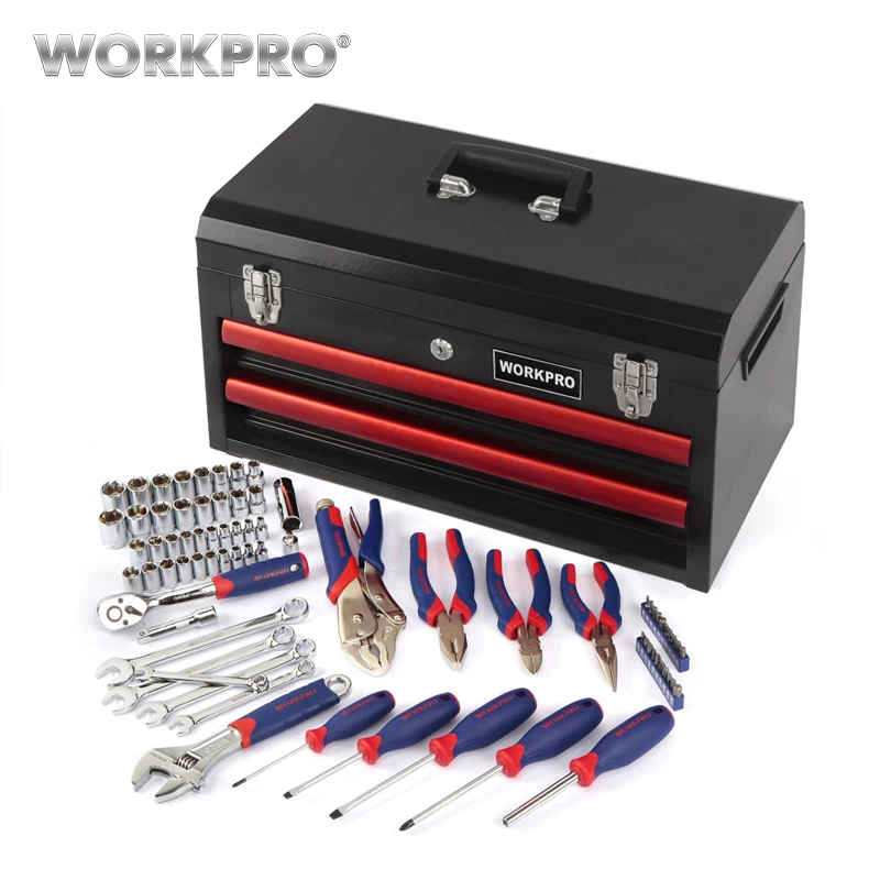 

WORKPRO 76PC Home Tool Set Heavy Duty Metal Box Household Tool Kits