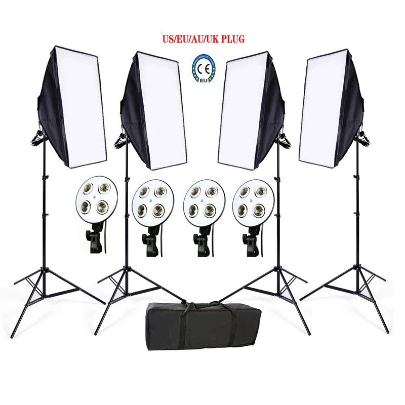 

Photo Studio Softbox kit 4 light stand 4 light holder 4 softbox 1pc carrying bag video lighting kit soft box