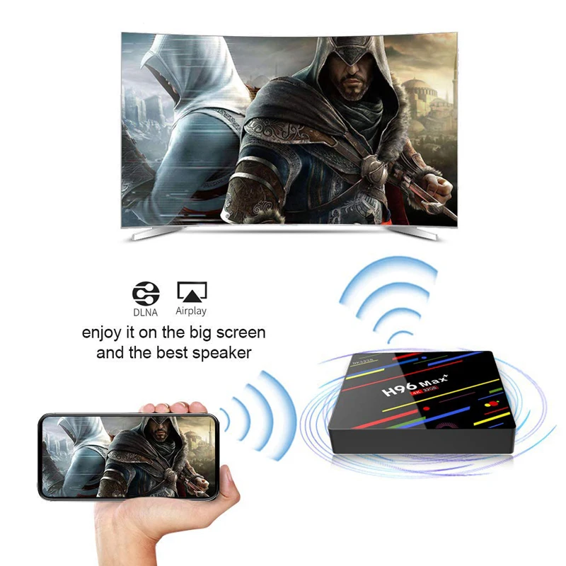 JKING H96 MAX Plus TV Box Android 8.1 4gm ram 64gb Rockchip RK3328 USB3.0 H.265 4K Youtube Netflix Google Play Smart TV H96MAX