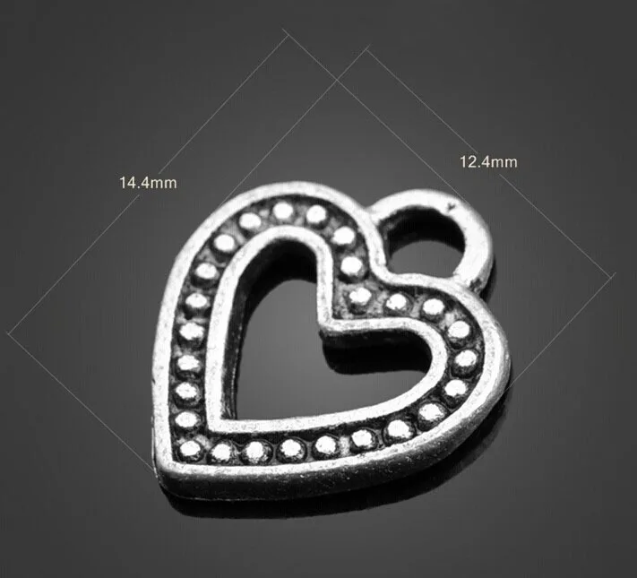 300 шт античное серебряное кольцо маленькие подвески в форме сердца-DIY фурнитура