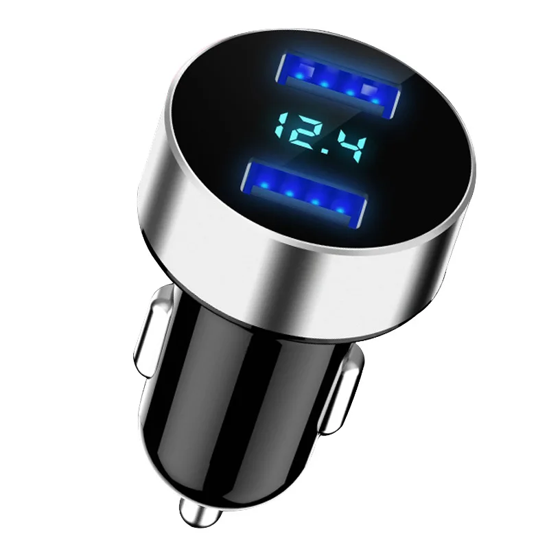 

Car charger metal charger dual USB charger fast charging Voltage display Car accessories