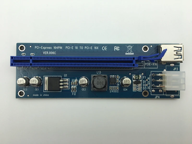 VER006C PCI Express Riser Card PCIE PCI-E Riser 006C 6Pin 1x to 16x Extender USB 3.0 Cable SATA to IDE for Bitcoin Mining Miner