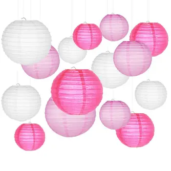 

15Pcs/Set 6" 8" 10" Chinese Round Lantern Paper Hanging Decorations Birthday Bridal Wedding Baby Shower Festival Party Decoratio