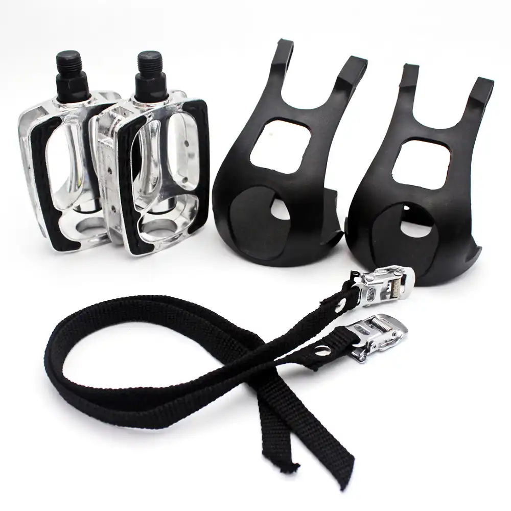 1 Pair Bicycle Pedal MTB Cycling Bike Toe Clip Pedals with Strap Belts 1 Pair Bicycle Pedal MTB Cycling Bike Toe Clip Pedals with Strap Belts
