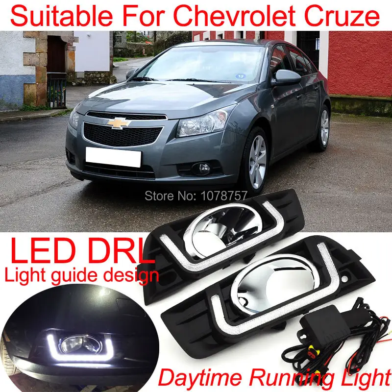 

Excellent Light Guide Design LED DRL Daytime Running Light Suitable For Chevrolet Cruze 2009 to 2013 Fog Lamp Cover With LED DRL