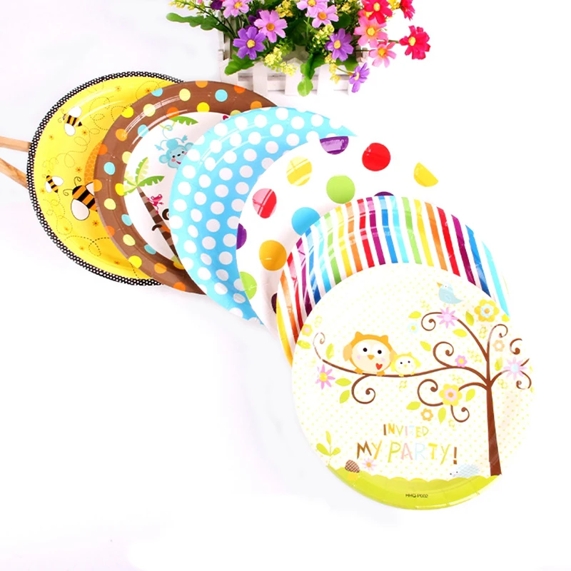 

10pcs 9 Inch Disposable Plates cartoon Party Tableware Banner Kid's Birthday Party Decorations Supplies