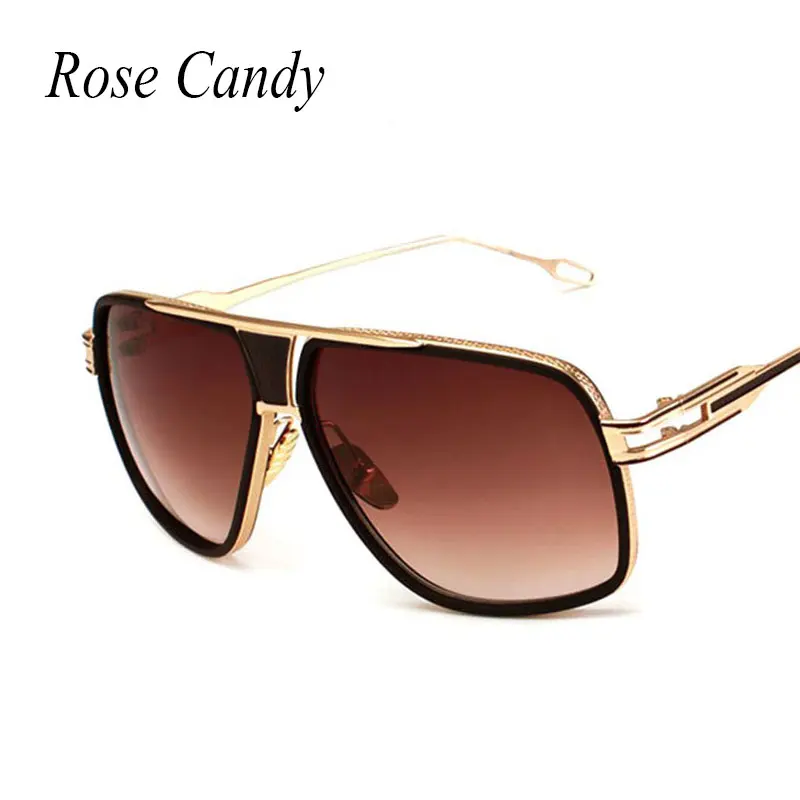 Rose Candy Oversized Men Sunglasses Brand Designer Flat Top Sun Glasses