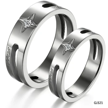 

Wholesale Star Represents Titanium Steel Couple Rings GJ321 Titanium Rings Free Shipping