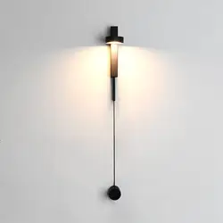 Затемняемый современный светодиодный настенный светильник скандинавский черный Настенный Бра Лампа с переключателем ручки для спальни
