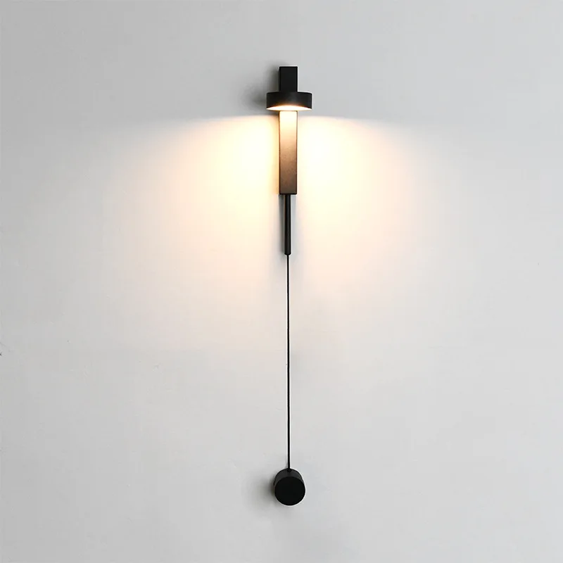 

Dimmable Modern LED Wall Light Nordic Black Wall Sconce Lamp with Knob Switch for Bedroom Bed Livingroom