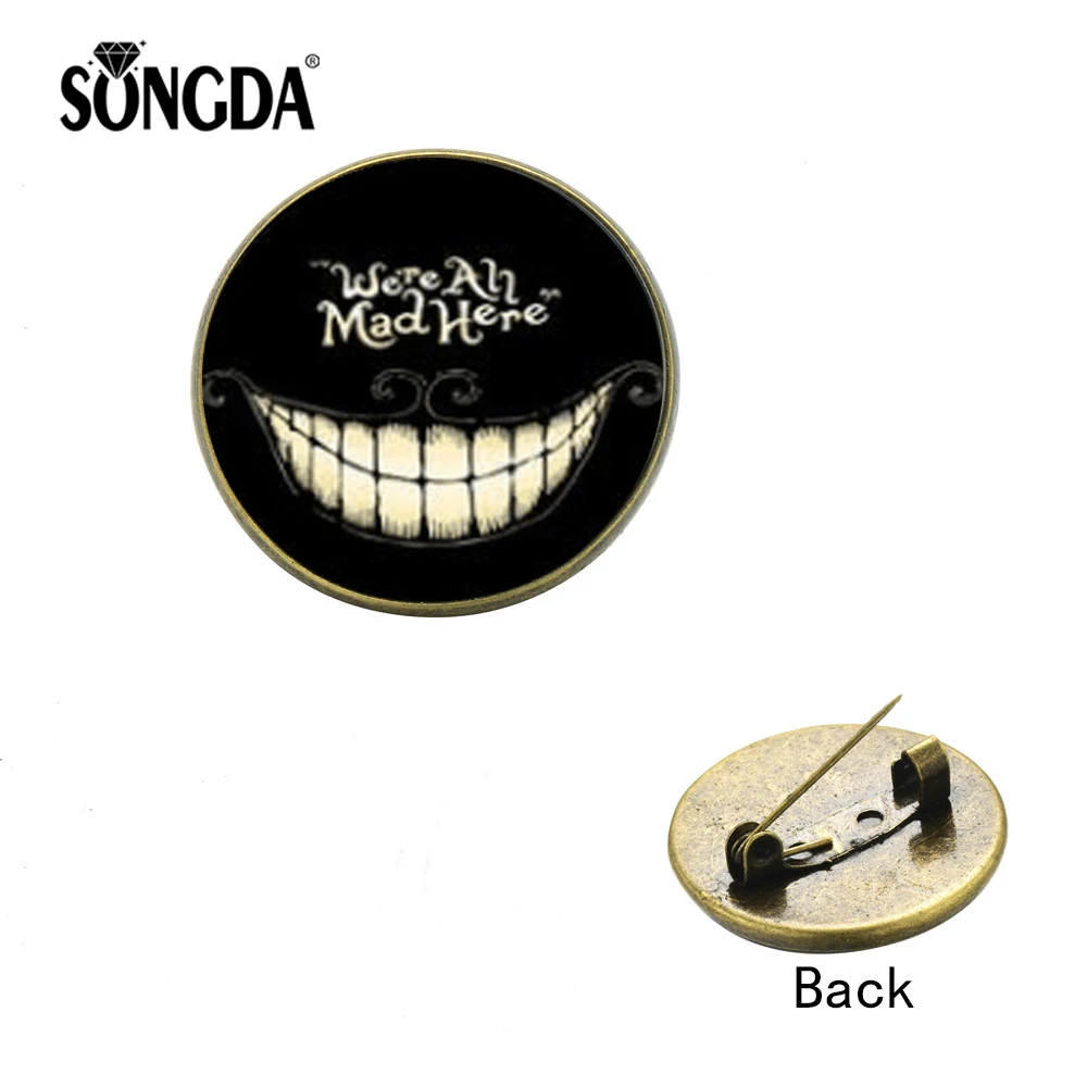 SONGDA We' re All Mad Here Lapel Pins Harajuku Cheshire